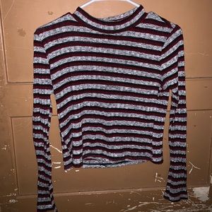 Striped mock neck